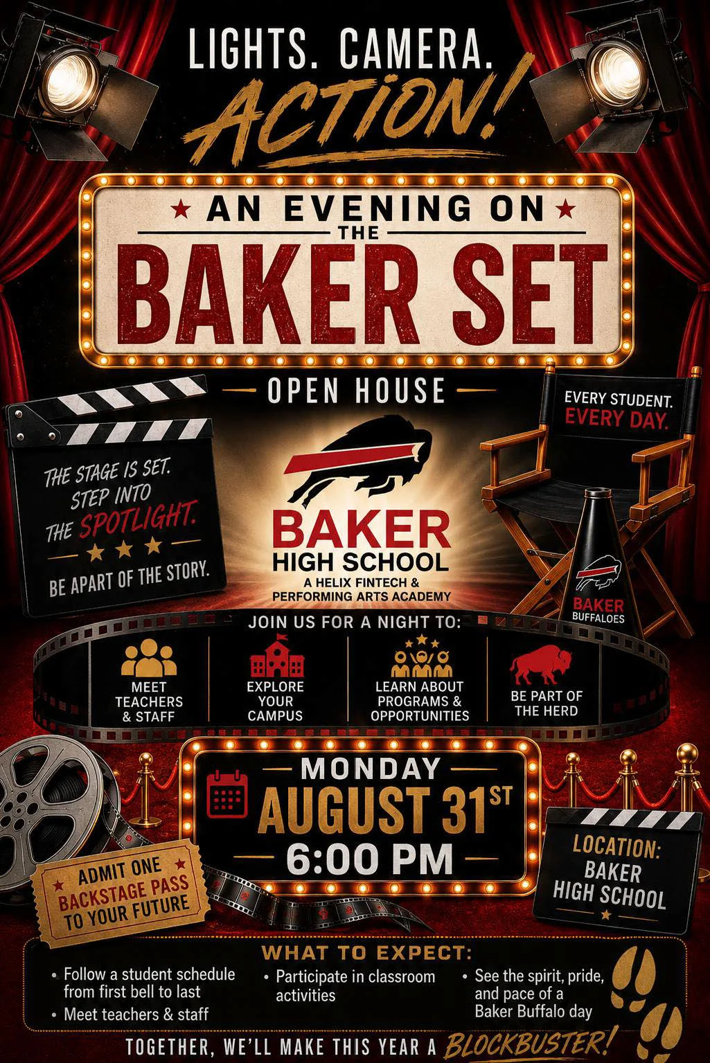 Flyer for Baker High School Open House